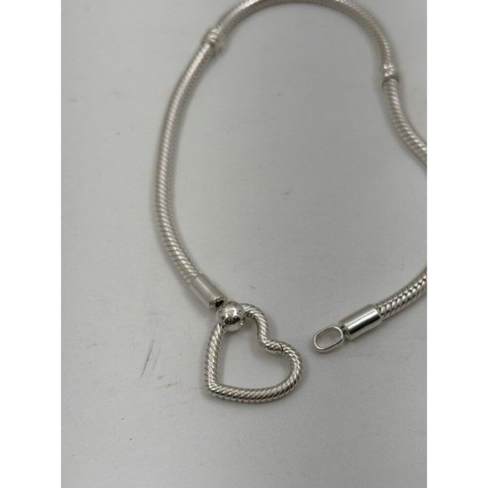 Pandora Moments 8.3" Heart Closure Snake Chain Charm Bracelet Silver 599539C00 - Picture 4 of 8